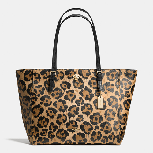 Coach Outlet Turnlock Tote In Wild Beast Print Leather Coach Outlet Turnlock Tote In Wild Beast Print Leather